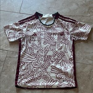 Mexico Patterned White and Maroon Jersey